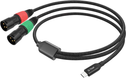 Vista 2 de USB C a doble XLR macho cable de audio, adaptador tipo C a 2 XLR macho cable de amplificador de potencia estéreo para conectar smartphones USB C a