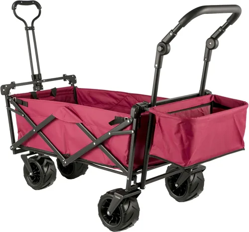 Vista 8 de Happbuy Vagón Plegable con Toldo Extraíble, 220lbs Vagón de Playa Plegable de Servicio Pesado con Ruedas Grandes Rojo