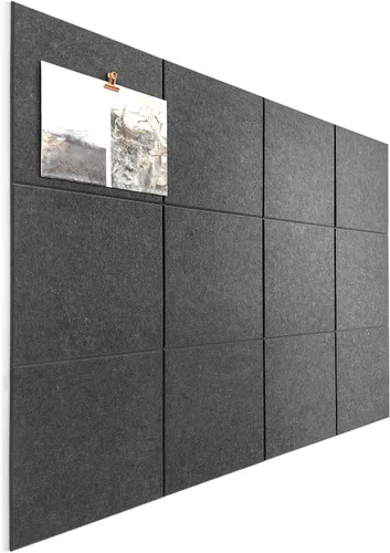 Vista 12 de Tabla de corcho alternativa de 24 x 36 pulgadas, paquete de 6 azulejos de pared de fieltro con pestañas adhesivas extraíbles seguras, tableros