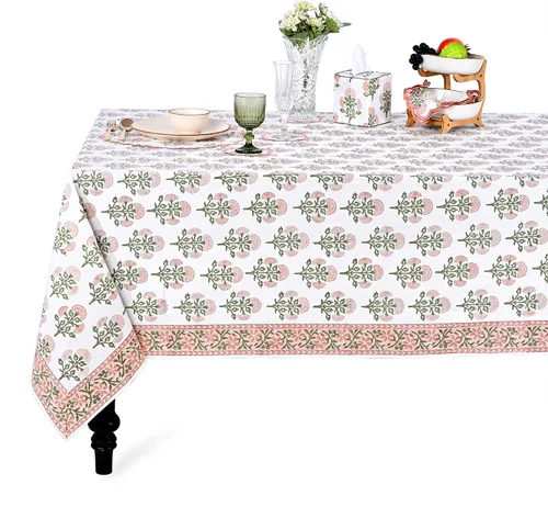Vista 73 de Ridhi Mantel cuadrado con estampado de bloques de mano de caléndula ámbar