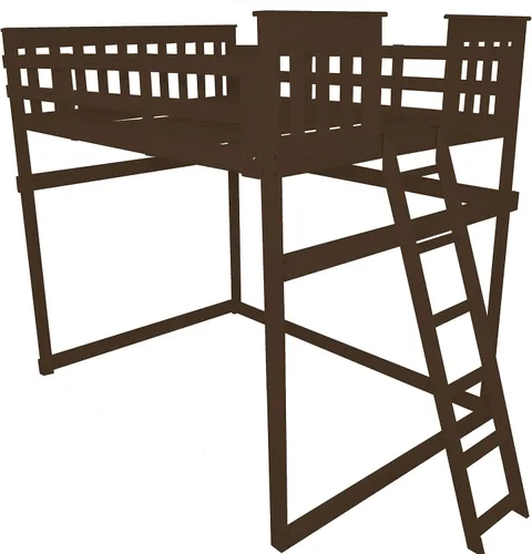 Vista 13 de Furniture Barn USA - Cama tipo loft de tamaño individual con escalera final, pintado de pino negro