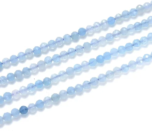 Vista 32 de Adabele Cuentas redondas facetadas pequeñas de 0.118 in con piedras preciosas de amazonita azul natural de 15 pulgadas
