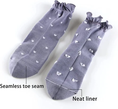 Vista 6 de Mcool Mary Calcetines para mujer, con volantes, casuales, transpirables, de algodón, de punto de lechuga, paquete de 6, Multi