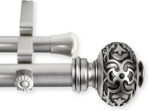 Vista 3 de A&F Rod Décor - Barra de cortina doble Viburnum 1" 28-48 pulgadas - Negro