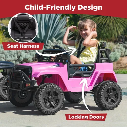 Vista 5 de Best Choice Products - Auto de 12 V para niños con control remoto para Rosa