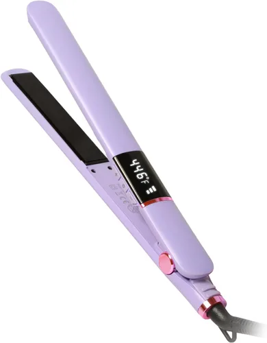 Vista 11 de Plancha de pelo de 1 pulgada para todo tipo de cabello, plancha alisadora de calor rápido para cabello, 5 temperaturas ajustables, apagado Beige