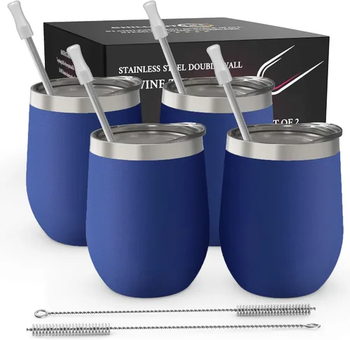 Vista 55 de CHILLOUT LIFE - Vaso de acero inoxidable de 12 onzas con tapa y caja de regalo, diseño de viaje con recubrimiento en polvo, aislamiento al vacío