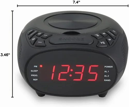 Vista 5 de GPX - Radio reloj CD con reproductor de CD, radio FM y alarma dual