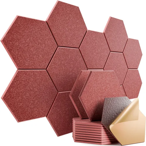 Vista 76 de Paquete de 12 paneles acústicos autoadhesivos de 12 x 10 x 0.4 pulgadas, paneles de espuma a prueba de sonido con alta densidad, elegante diseño