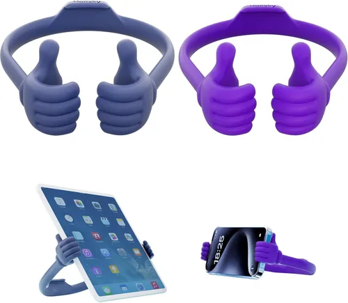 Vista 12 de Honsky Soporte para Teléfono Celular Paquete de 2, Soporte Perezoso para Teléfono Thumbs Up, Base Flexible Ajustable Universal para Todos los Negro