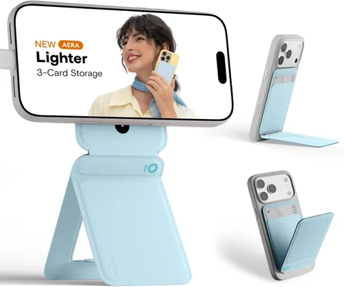 Vista 43 de MOFT Soporte de trípode para teléfono para iPhone, soporte para iPhone multiángulo, soporte para teléfono ligero y portátil, imanes fuertes, cuero