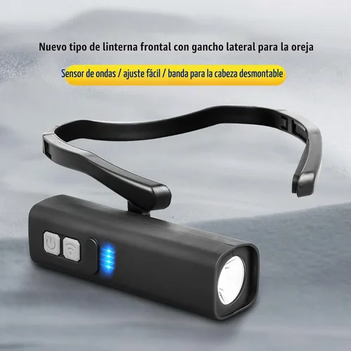 Vista 9 de Linterna frontal LED para colgar en las orejas, recargable, sensor de movimiento, luz manos libres, batería de 1200 mAh de larga duración, haz ancho