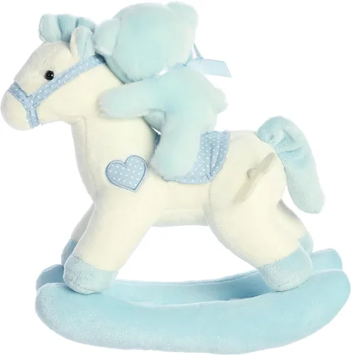 Vista 2 de ebba™ ¡Musicales melodiosos! Baby Boy Rocking Horse™ - Animal de peluche para bebé, entretenimiento musical, juego atractivo, color azul, 12 pulgadas