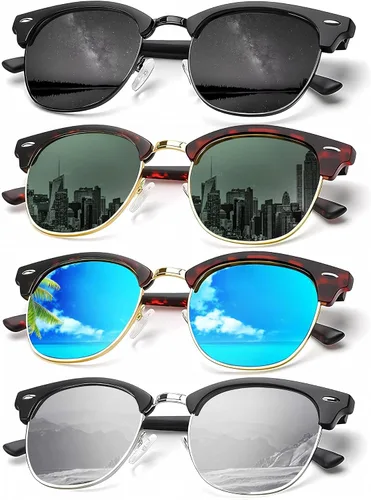 Vista 33 de KALIYADI - Gafas de sol polarizadas para hombres y mujeres unisex, marco semirretráctil, estilo retro, para conducir, con bloqueo UV