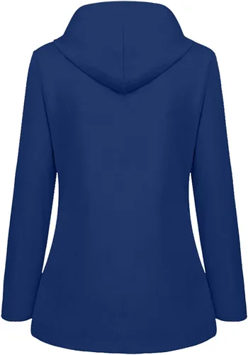 Vista 2 de maisdgop Chubasqueros para mujer, impermeables, largos, con capucha, para invierno, otoño, viajes, senderismo, cortavientos, ropa exterior