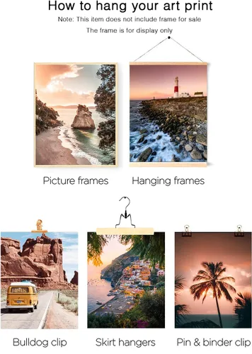 Vista 3 de HoozGee Impresiones artísticas para pared de viaje, paisaje marino, palmera, decoración de pared, paisaje, ciudad, costera, camino, fotos, fotos