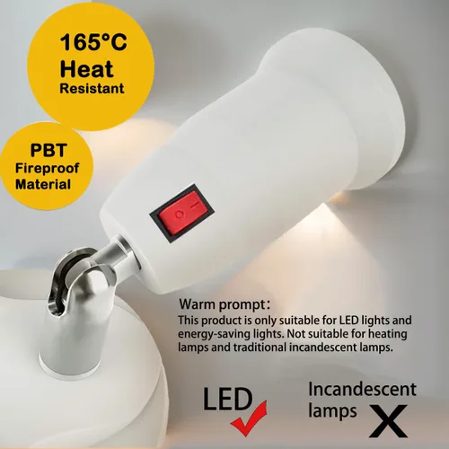 Vista 3 de Adaptador de enchufe divisor 2 en 1 ajustable de 360° E26/E27 para bombillas LED estándar (W/SW)