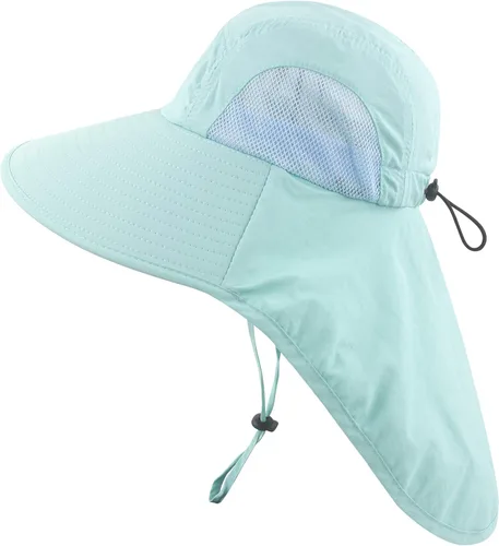 Vista 12 de Muryobao Kids Girls Boys Summer Sun Hat UV Protection UPF50+ Hats Mesh Bucket Cap for Beach Fishing with Neck Flap