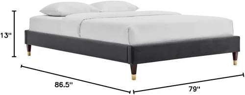 Vista 3 de Pemberly Row Marco de cama de terciopelo de rendimiento moderno con plataforma King en color carbón