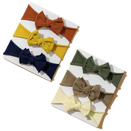 Vista 12 de 6 diademas de nailon para bebé, lazos elásticos para el pelo Tianhoudeger Double Layer Baby Bow Super Soft Elastic Hairbands Hair Accessories Gift