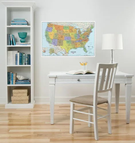 Vista 2 de WallPops WPE99073 USA - Mapa de borrado en seco, multicolor