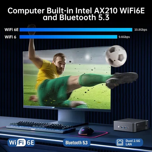 Vista 5 de Mini PC, computadora de escritorio con Core i5-12450H, 8 núcleos hasta 4.4 GHz, Win-11 Pro, 32G DDR5, 1T M.2 PCIE4.0 SSD, pantalla triple Core