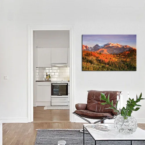 Vista 3 de LevvArts - Arte de pared de paisaje otoñal amanecer en las montañas Wasatch, Utah, Estados Unidos, lienzo impreso en lienzo de otoño pintura