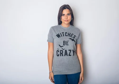 Vista 7 de Camiseta divertida para mujer Witches Be Crazy, Gris jaspeado oscuro