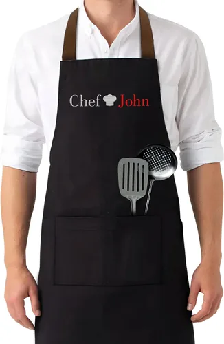 Vista 9 de Personalized Aprons for Men&Women - Custom Apron for Adults with Embroidered Name, Customized Chef, Kitchen Apron with Dual Pockets, Great Cooking