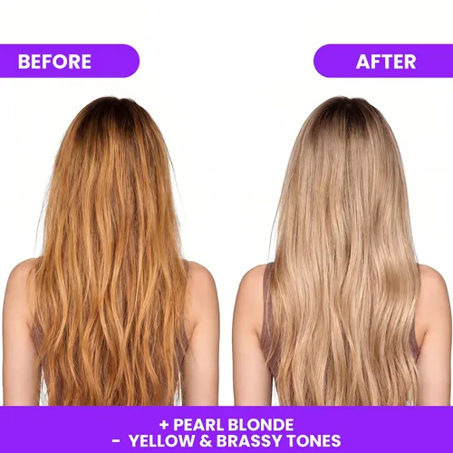 Vista 4 de Mascarilla tonificante púrpura para el cabello, elimina el cobrizo, neutraliza los tonos amarillos y naranjas, Rubio Marfil Rubio Rubio Perla