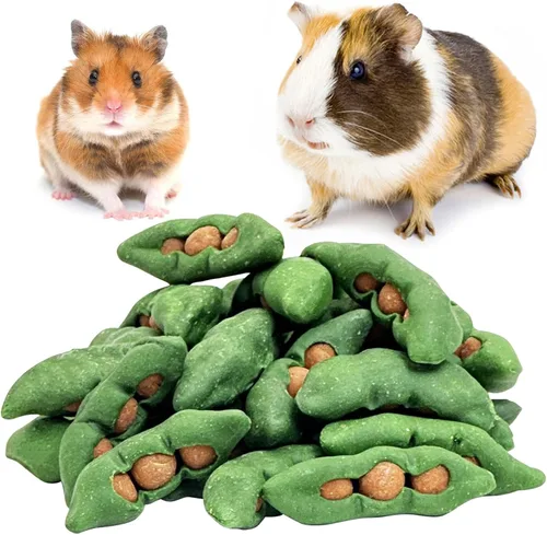 Vista 12 de Fhiny Juguetes masticables de conejo, 24 piezas de bocadillos molares naturales de hámster hechos a mano, juguetes masticables de animales pequeños