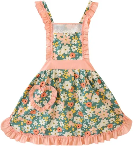Vista 19 de CRB Fashion Delantal para mujeres para cocinar y hornear Delantales de chef de cocina para damas, mujer, con bolsillo Flor de melocotón azul Lgt