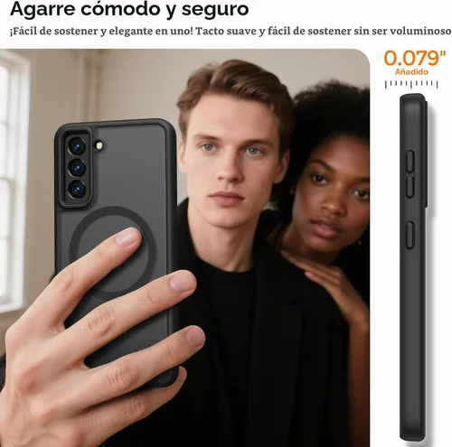 Vista 8 de Rayboen - Funda magnética mate para Samsung Galaxy S21+ Plus, color negro