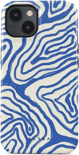 Vista 49 de BURGA-Funda p/teléfono compatible c/iPhone 14 Plus, carcasa rígida híbrida de 2 capas + Funda protectora de silicona, almendras latte a lunares