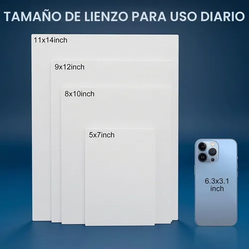 Vista 6 de Artkey Bastidores entelados para pintar, 8 x 10 pulgadas, paquete de 4 unidades, lienzo en blanco de 10 onzas con imprimación 100% algodón blanco
