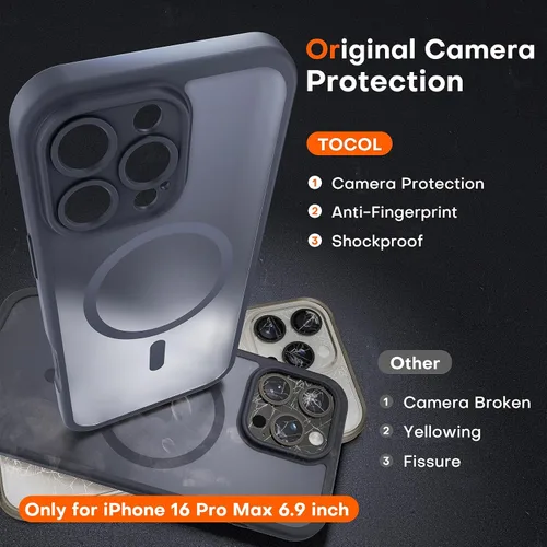 Vista 62 de TOCOL Funda para iPhone 11, compatible con Magsafe, protección completa de cámara, imanes integrados, protección contra caídas, funda translúcida