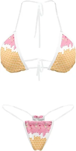Vista 2 de Poetesant Traje de baño triangular para mujer, con tirantes transparentes, micro bikini, tangas, mini traje de baño atrevido