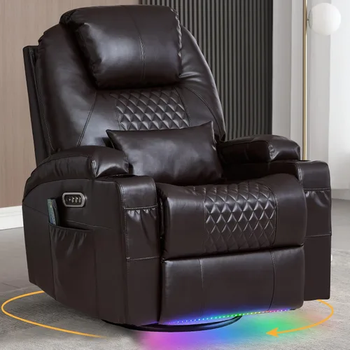 Vista 17 de Sillón reclinable giratorio de doble motor 240° (gris terciopelo, 2)