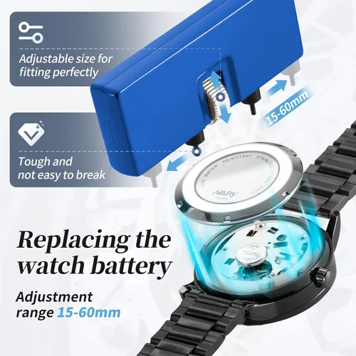 Vista 4 de Eventronic Kit de herramientas de repuesto de batería de reloj, herramienta de extracción de espalda de reloj, herramienta de abridor de caja