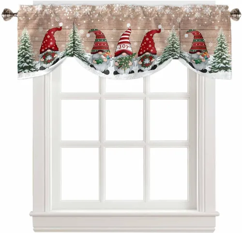 Vista 13 de Cenefas de Navidad de invierno para ventanas, cortinas de cocina con bolsillo para barra, cortinas con aislamiento térmico para ventana de baño