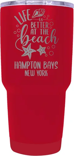 Vista 6 de Hampton Bays New York Souvenir - Vaso aislado de acero inoxidable de 24 onzas, grabado con láser, color negro.