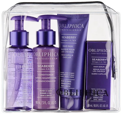 Vista 5 de Obliphica Seaberry - Kit de viaje mediano a grueso - Eleva el cuidado de tu cabello sobre la marcha