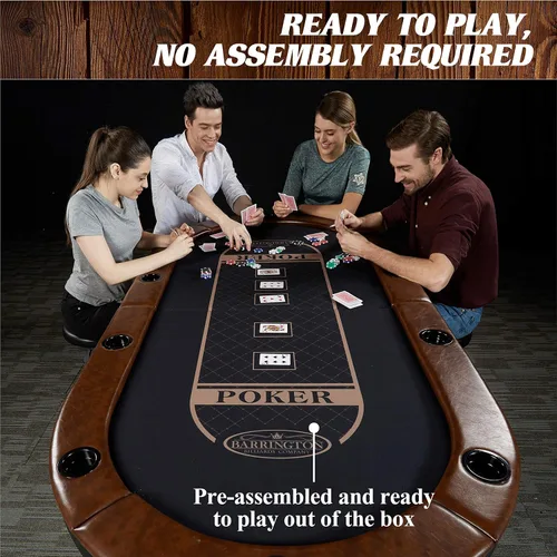 Vista 3 de Barrington Poker - Mesas de Póquer Plegables de Múltiples Estilos y Tableros de Mesa de Póquer/Colección de Mesa de Comedor, Mesas con Rieles