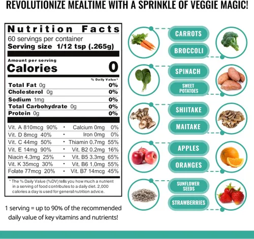 Vista 3 de ENOF Polvo orgánico de frutas y verduras para niños y adultos 10 ingredientes limpios - fresa, espinacas Polvo vegetal sin gluten y OMG