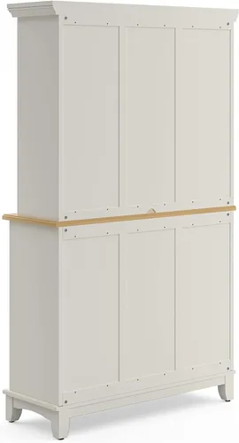 Vista 19 de Homestyles Buffet de Buffets Servidor Blanco Roto con Hutch y Tapa de Madera Natural