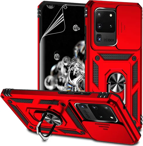 Vista 10 de Funda para Samsung Galaxy S20 Ultra con cubierta para lente de cámara, protector de pantalla HD, resistente a caídas de grado militar, soporte