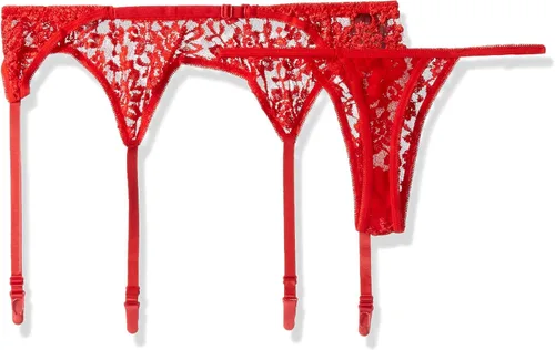 Vista 4 de Leg Avenue Conjunto de liguero y tanga de encaje para mujer