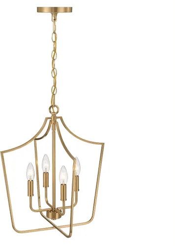 Vista 8 de Creative Co-Op Constance - Lámpara de techo estilo candelabro de metal cónico con 4 luces, color dorado cepillado