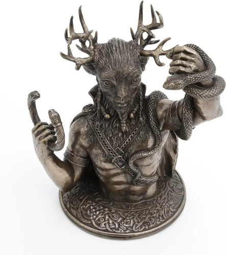 Vista 7 de Veronese Design Cernunnos - Estatua de resina con cuernos de 8 5/8 pulgadas, acabado en bronce