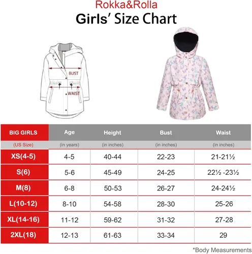 Vista 7 de Rokka&Rolla Chaqueta impermeable con capucha para niñas, ligera, rompevientos
